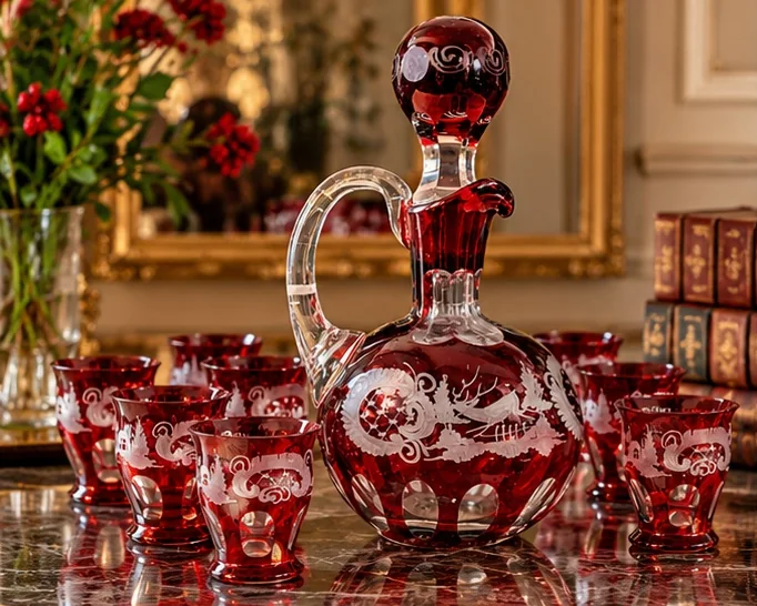 Service à liqueur en cristal de Bohême
