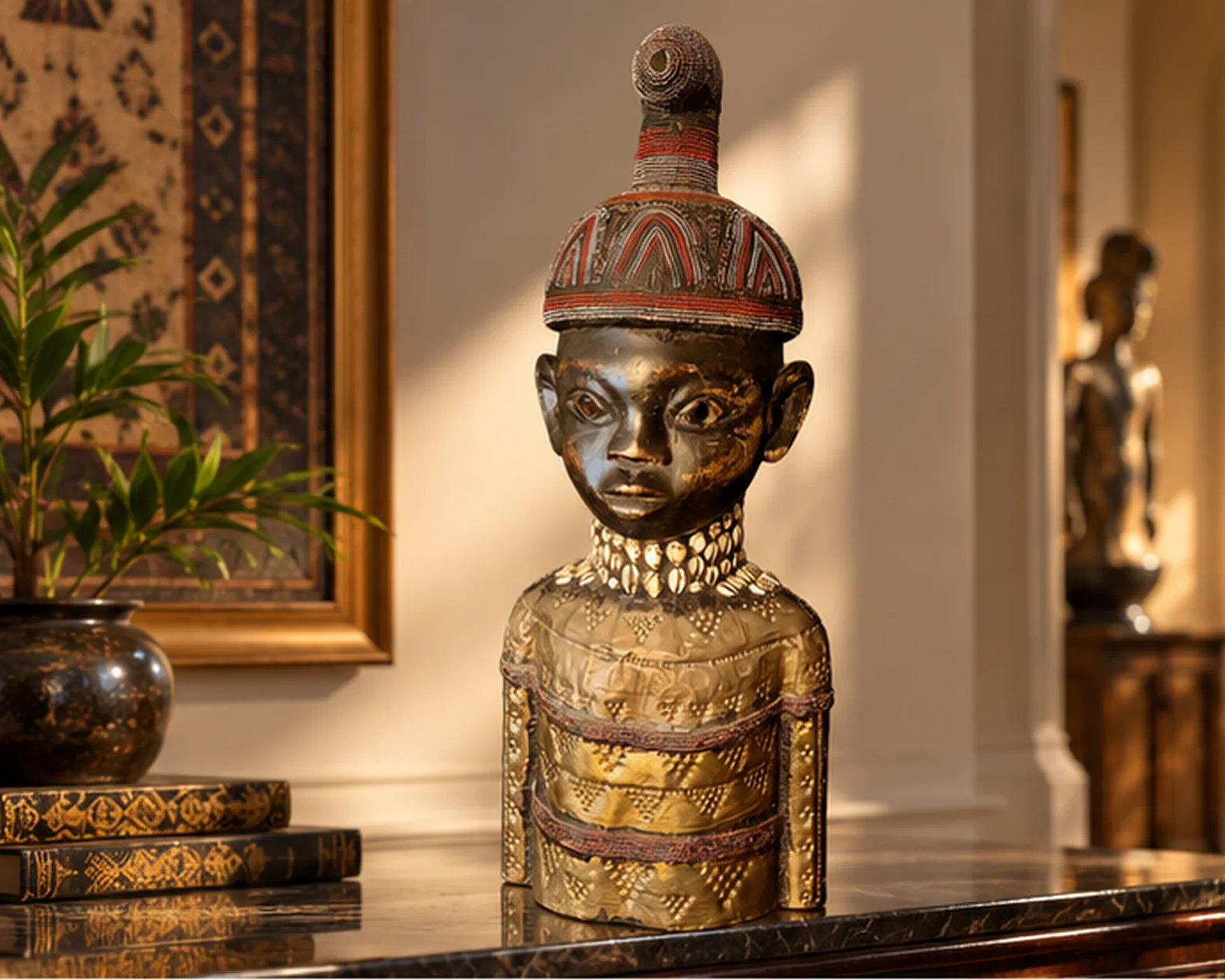Buste africain en bois sculpté