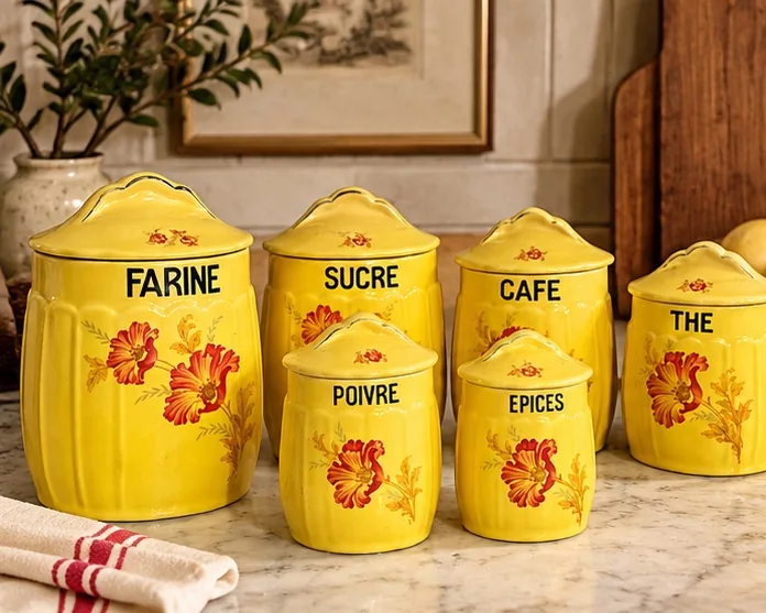 Série de 6 pots à épices en faïence